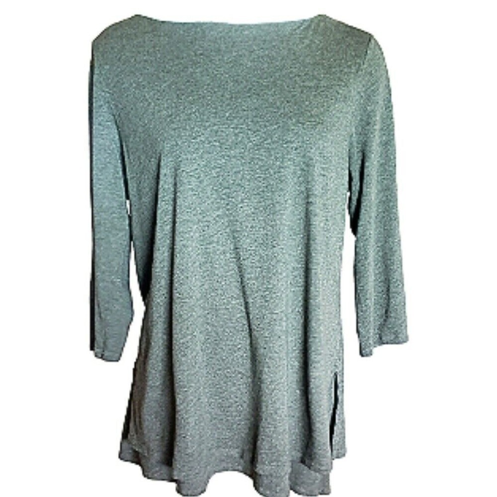 J. Jill Pure Jill Top Womens M Green Boat Neck Layered  Lagenlook Relaxed Tunic